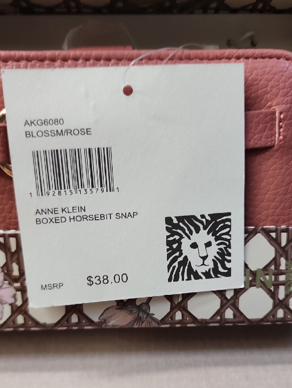 Anne Klein Rose Wallet with Gold Lion Accent - Picture 5 of 7